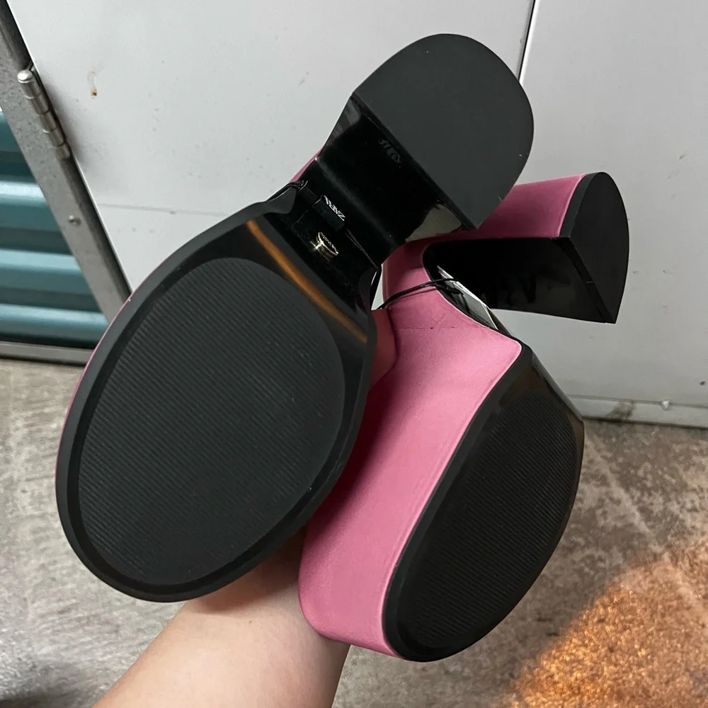 Zara Hot Pink Thick Platform Sandal Heels - Picture 5 of 5